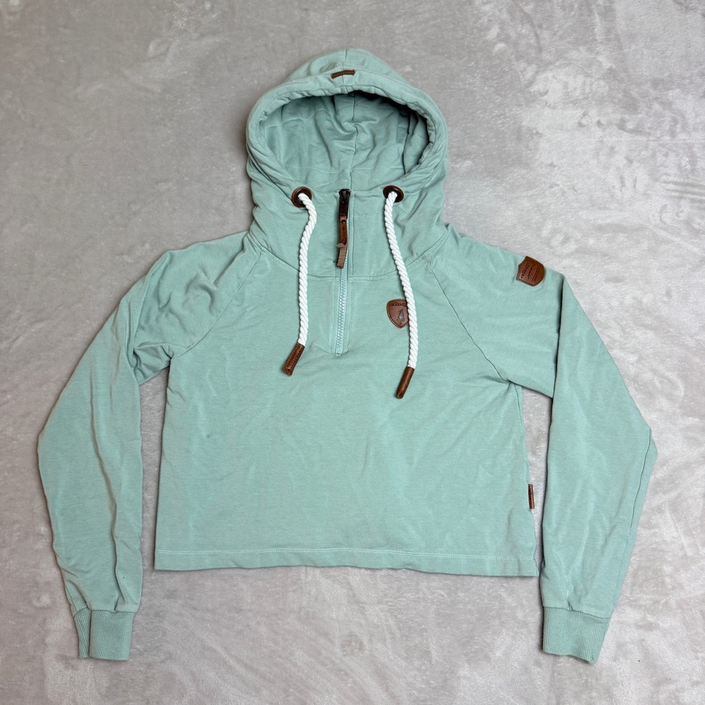 Wanakome Leelee Lux Baby Half-Zip Hoodie Women S Mint Green Cropped Sweatshirt